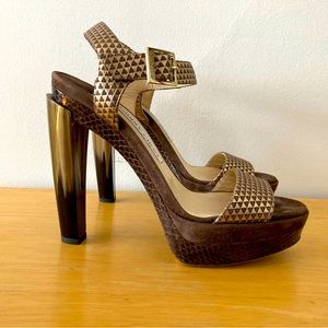 Jimmy Choo Dora plateau heels in gold